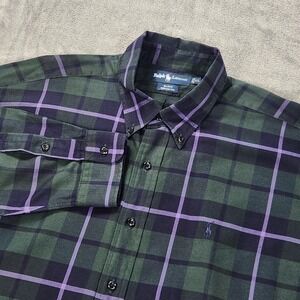 Ralph Lauren Shirt Mens Extra Large Green Purple Plaid Blake Button Down Classic
